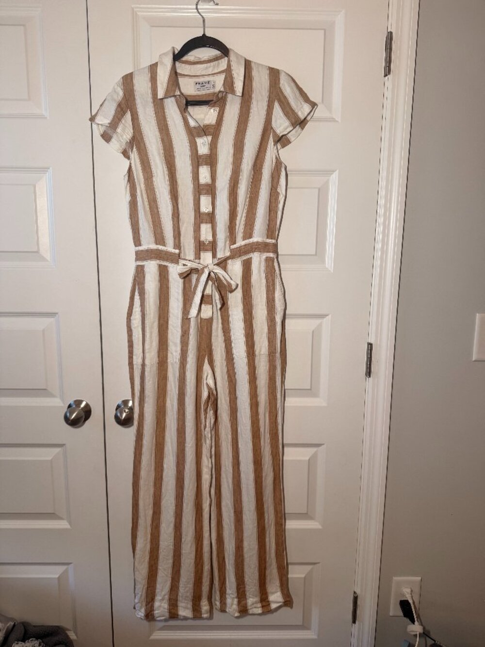 FRAME Easy Linen Jumpsuit | Neutral/Tan | Women’s Small